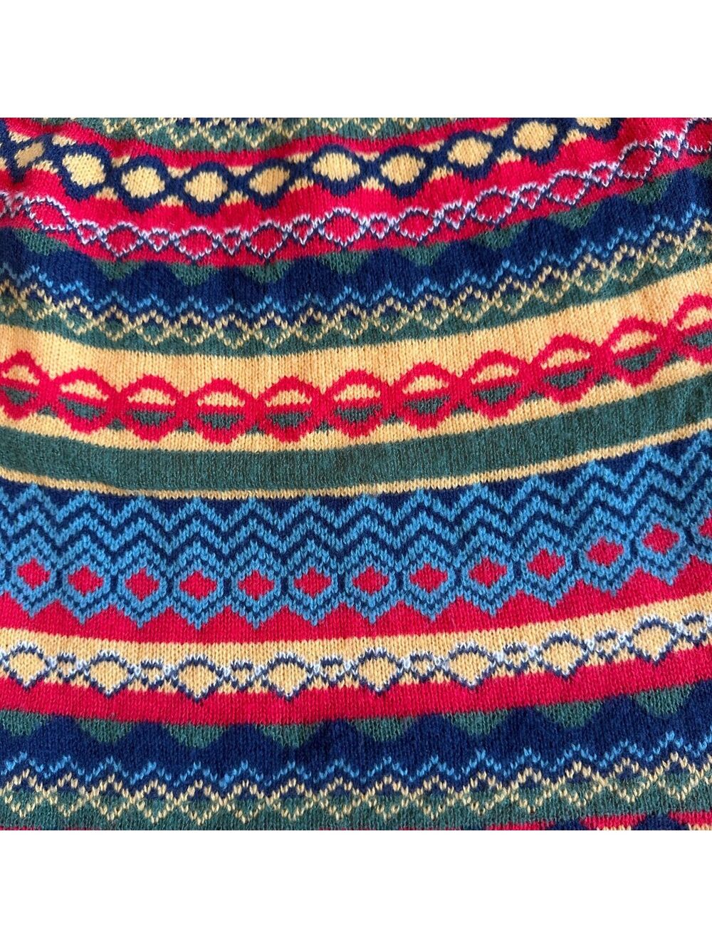Fair Isle Multicolor Striped Sweater Women's S/M Raglan 3/4 Sleeve Pullover Cozy - Picture 4 of 4
